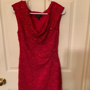 Red Sequin knee-length cocktail dress
